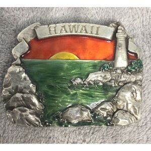 1978 HAWAII Vintage Belt Buckle Lighthouse BERGAMONT Brass Works T-25‎ USA MADE